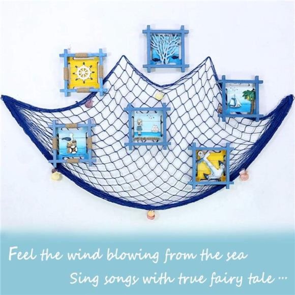 Natural Fishing Net Decor with Shells 79 Inch Beach Theme Decor for Party Home - Picture 5 of 7